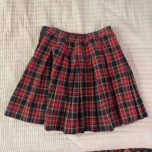 Plaid Flared pleated skirt